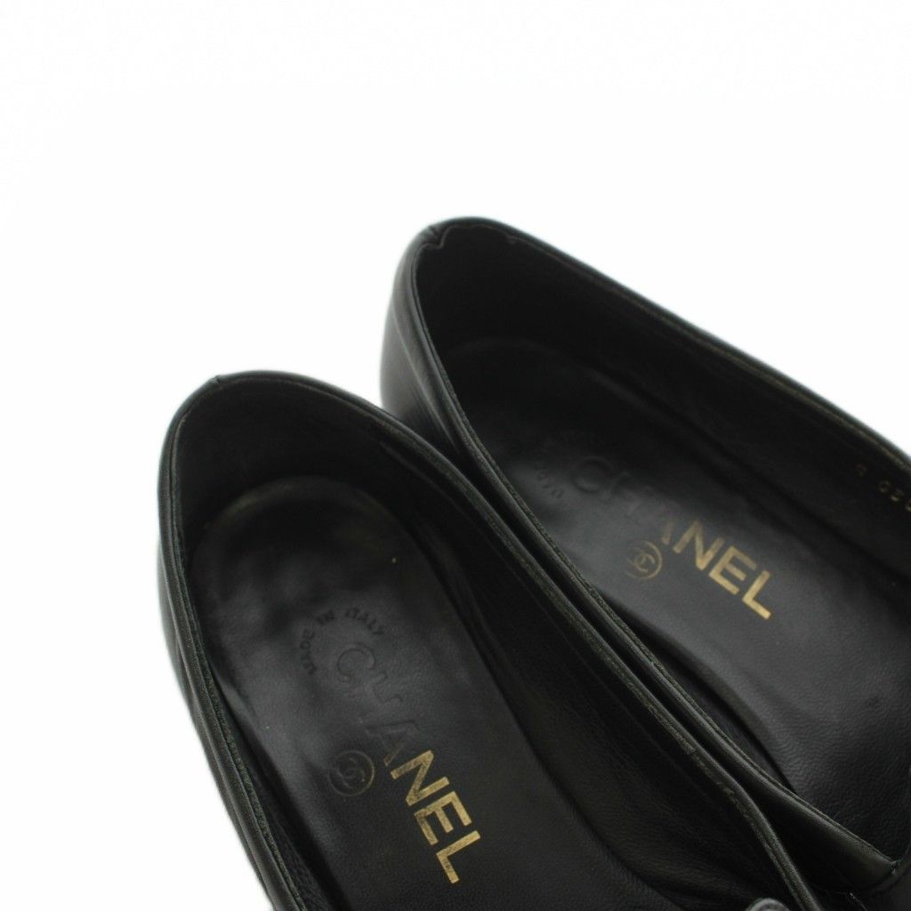 Chanel CC Logo Loafers Contrast Patent Leather Black — view 7