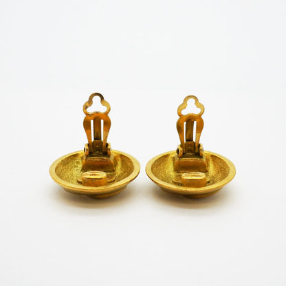 Chanel Earrings Vintage CC Logo Round Circle Gold Plated — view 6
