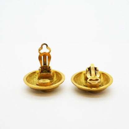 Chanel Earrings Vintage CC Logo Round Circle Gold Plated — view 3