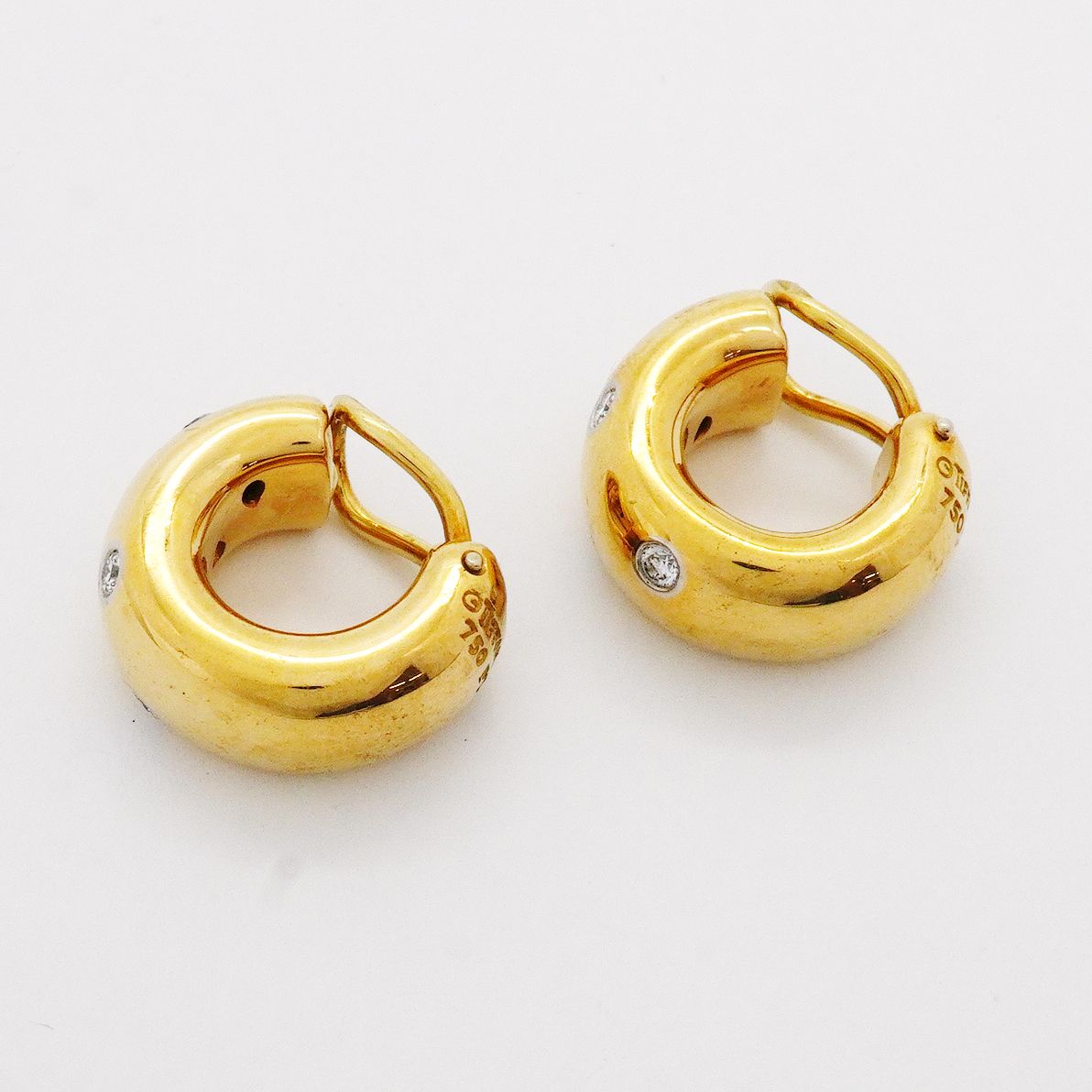 Tiffany & Co Earrings Dots 18k Yellow Gold Platinum Diamond — view 2