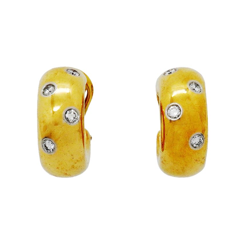 Tiffany & Co Earrings Dots 18k Yellow Gold Platinum Diamond