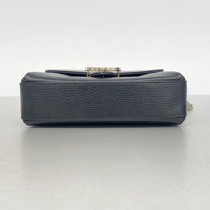 Gucci Shoulder Bag Interlocking G Leather Black Champagne Gold — view 3
