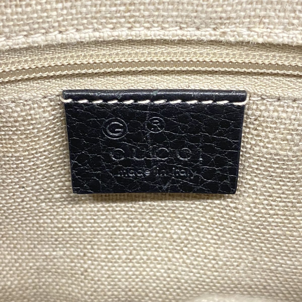 Gucci Shoulder Bag Interlocking G Leather Black Champagne Gold — view 5