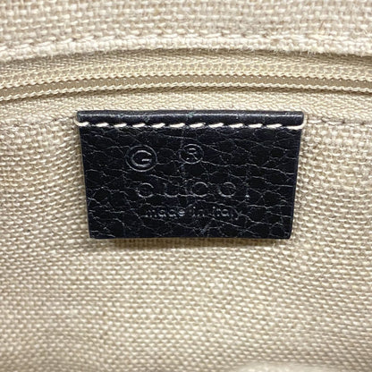 Gucci Shoulder Bag Interlocking G Leather Black Champagne Gold — view 5