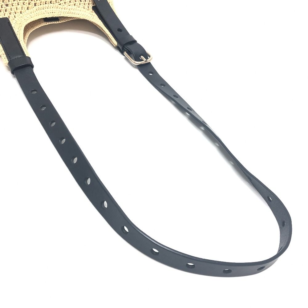 Loewe Shoulder Bag Punch Hole Hobo Mini Raffia Natural Black Beige — view 7