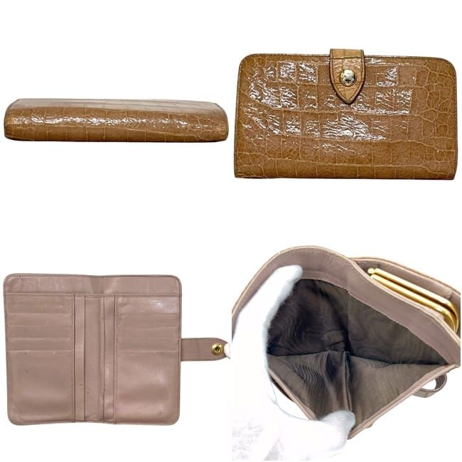 Miu Miu Bifold Kiss Lock Wallet 12 Embossed Leather Beige — view 2