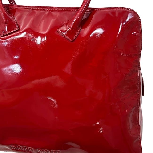 Miu Miu Tote 31 Miu Miu Patent Red Vintage Boston Bag — view 5