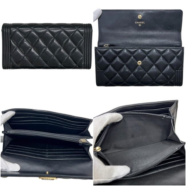 Chanel Bifold Wallet Boy Lambskin CC Logo Black Quilted — view 2