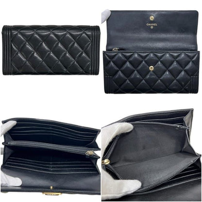Chanel Bifold Wallet Boy Lambskin CC Logo Black Quilted — view 2