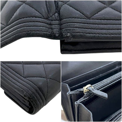 Chanel Bifold Wallet Boy Lambskin CC Logo Black Quilted — view 5