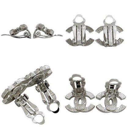 Chanel Earrings CC Logo 07 Metal Rhinestone Silver — view 2