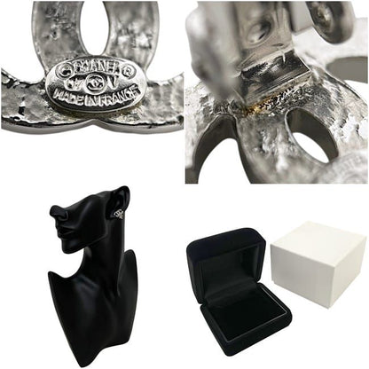 Chanel Earrings CC Logo 07 Metal Rhinestone Silver — view 3