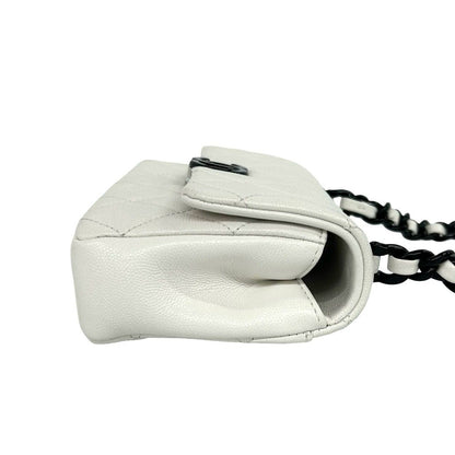 Chanel Quilted CC Logo Caviar Leather Shoulder Bag White — view 6