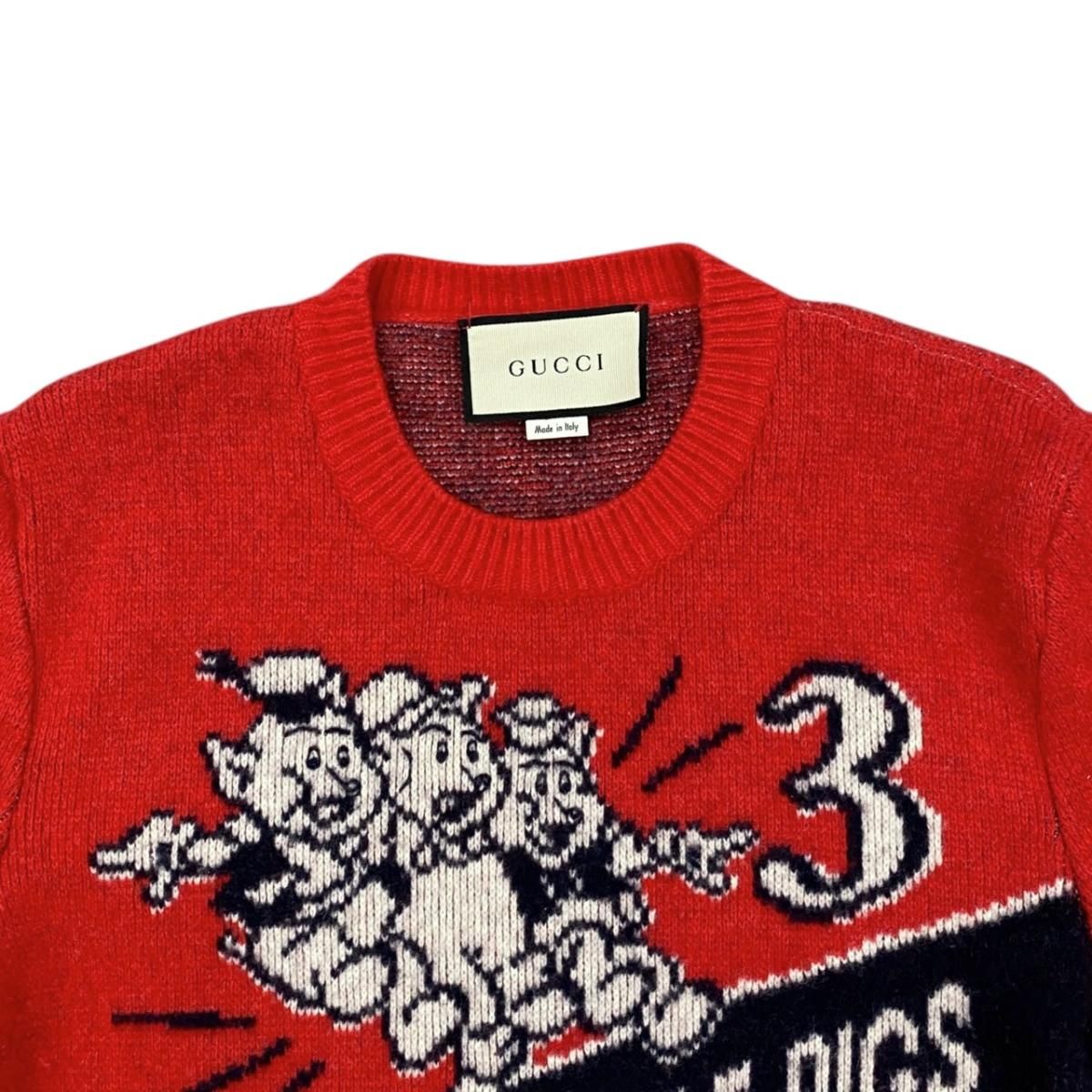 Gucci Disney Collaboration Sweater Three Little Pigs Knit Wool Logo S — view 3