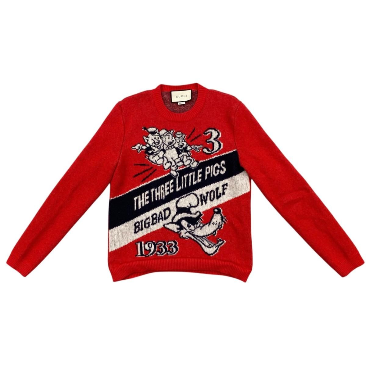 Gucci Disney Collaboration Sweater Three Little Pigs Knit Wool Logo S