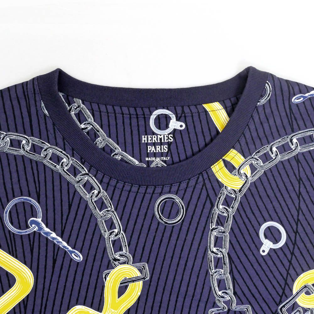 Hermes T-Shirt Kaleidoscope Navy Yellow Blue Cotton — view 3