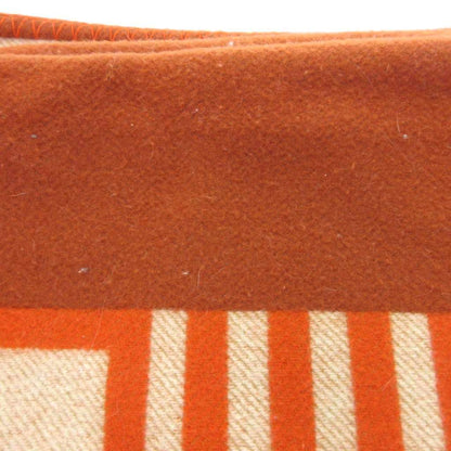 Hermes Ithaque Thick Wool Cashmere Blend Orange Blanket — view 3