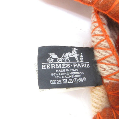 Hermes Ithaque Thick Wool Cashmere Blend Orange Blanket — view 2
