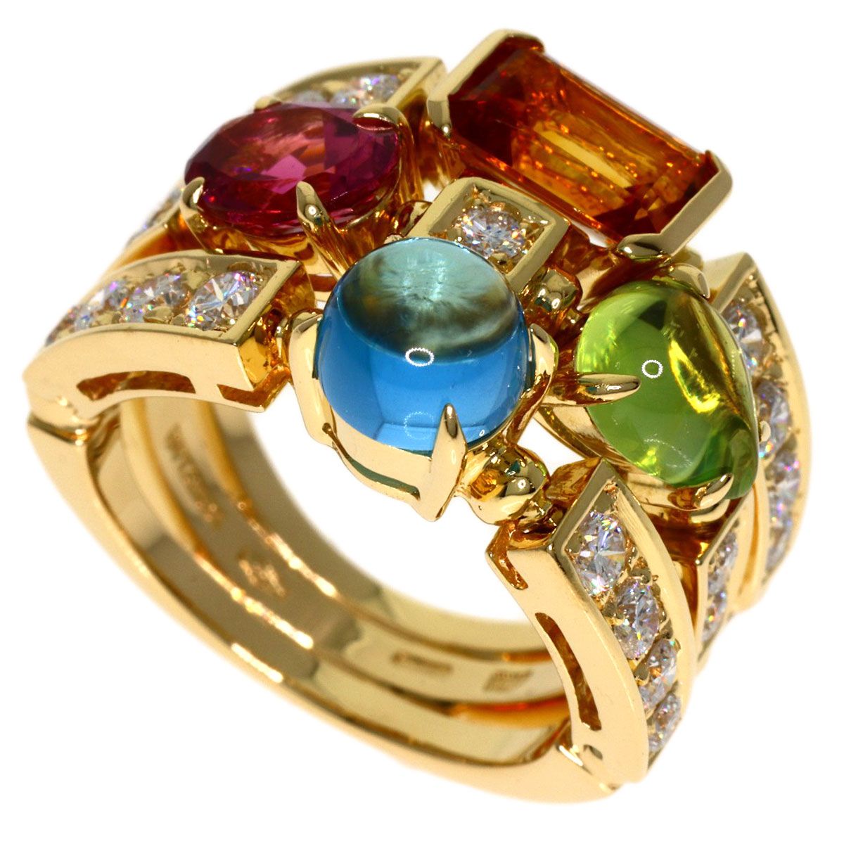 Bvlgari Allegra Multi Stone Diamond Ring 18k Yellow Gold