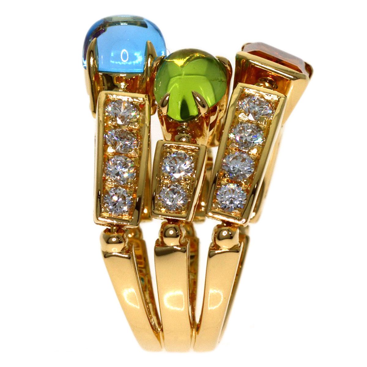 Bvlgari Allegra Multi Stone Diamond Ring 18k Yellow Gold — view 3