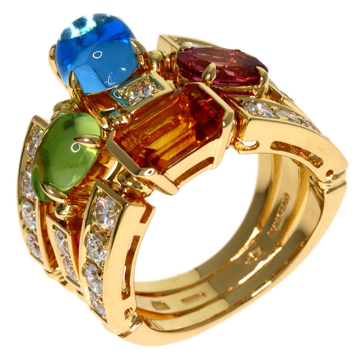 Bvlgari Allegra Multi Stone Diamond Ring 18k Yellow Gold — view 2