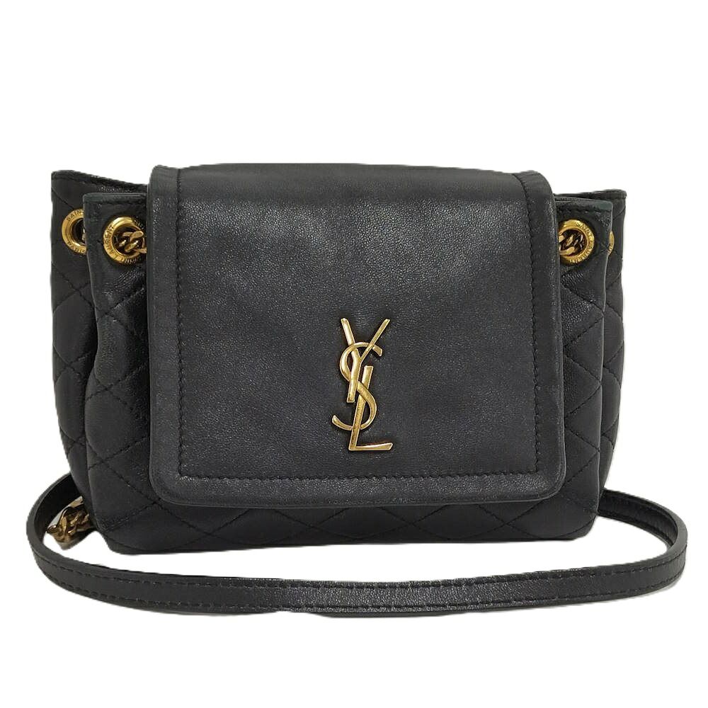 Saint Laurent Nolita Mini Chain Shoulder Bag Leather Black Gold