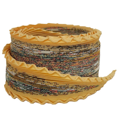 Hermes Pleated Scarf Decoupages Silk Yellow Multicolor