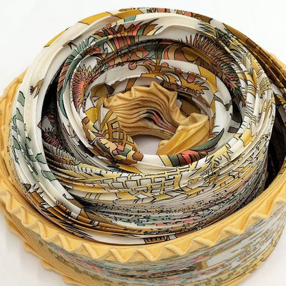 Hermes Pleated Scarf Decoupages Silk Yellow Multicolor — view 8