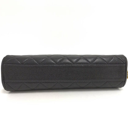 Chanel Quilted Kiss Lock Chain Shoulder Bag Caviar Leather — view 7