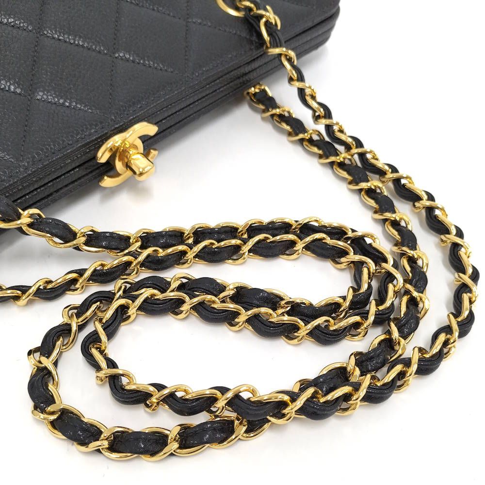 Chanel Quilted Kiss Lock Chain Shoulder Bag Caviar Leather — view 4