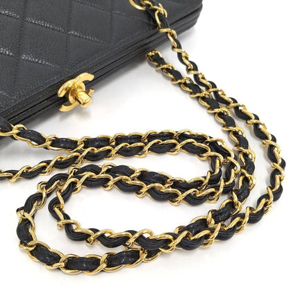Chanel Quilted Kiss Lock Chain Shoulder Bag Caviar Leather — view 4