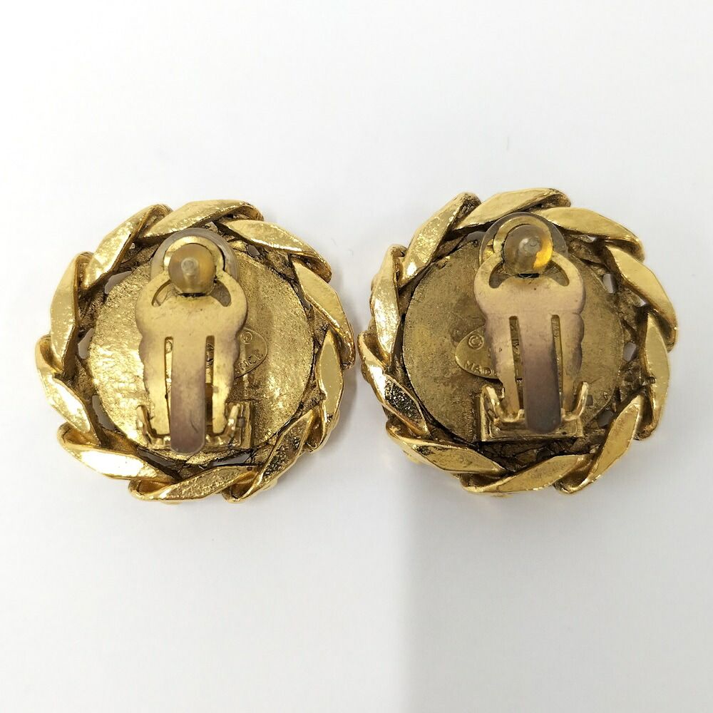 Chanel CC Logo Stone Earrings Gold Plated — view 2