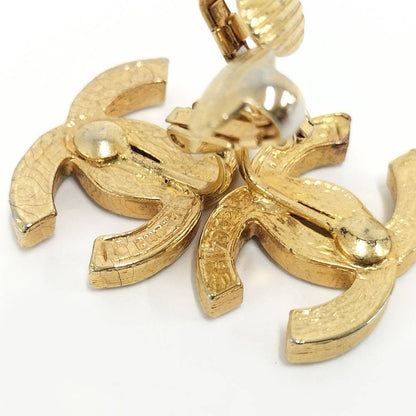 Chanel Earrings CC Logo CC Coco Plated Rhinestone Gold — view 7