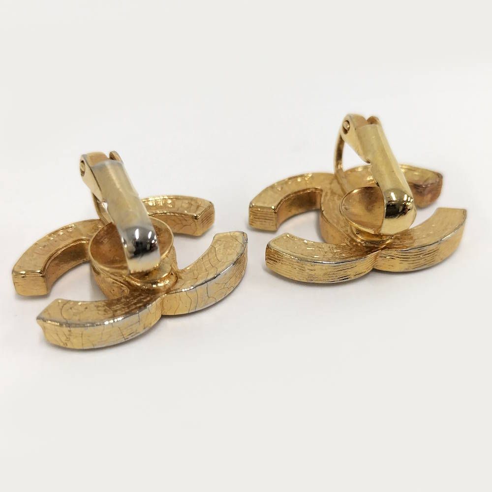 Chanel Earrings CC Logo CC Coco Plated Rhinestone Gold — view 5