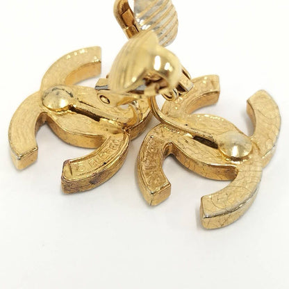 Chanel Earrings CC Logo CC Coco Plated Rhinestone Gold — view 8