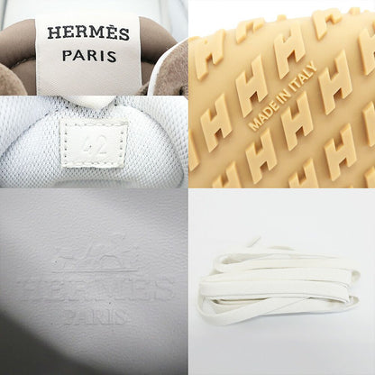 Hermes Tian White Sneakers Jet Etoupe Parachute Fabric Shoes — view 7