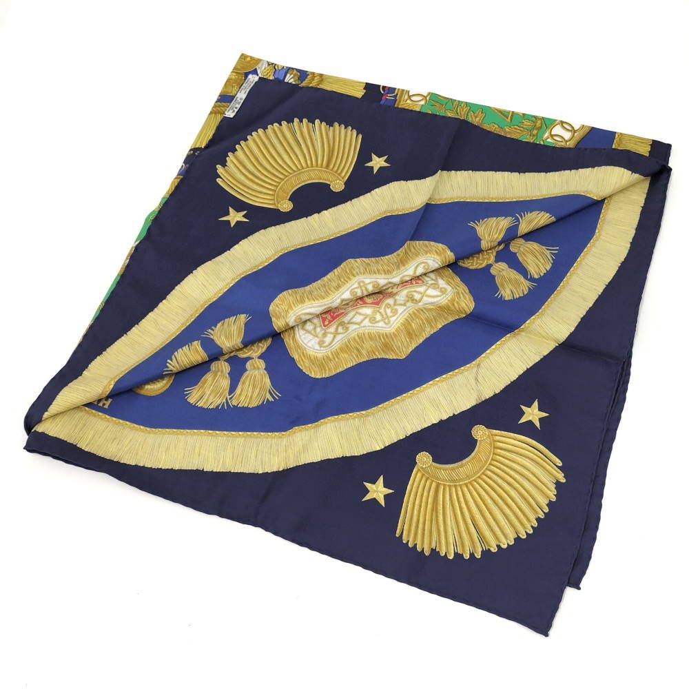 Hermes Carre 90 Scarf Poste Et Cavalerie Silk 100% Navy — view 2