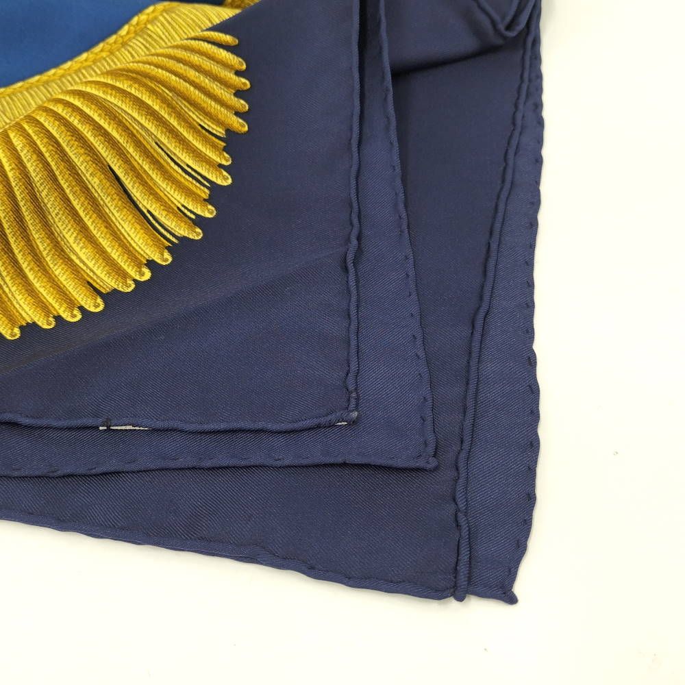 Hermes Carre 90 Scarf Poste Et Cavalerie Silk 100% Navy — view 3