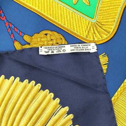 Hermes Carre 90 Scarf Poste Et Cavalerie Silk 100% Navy — view 7