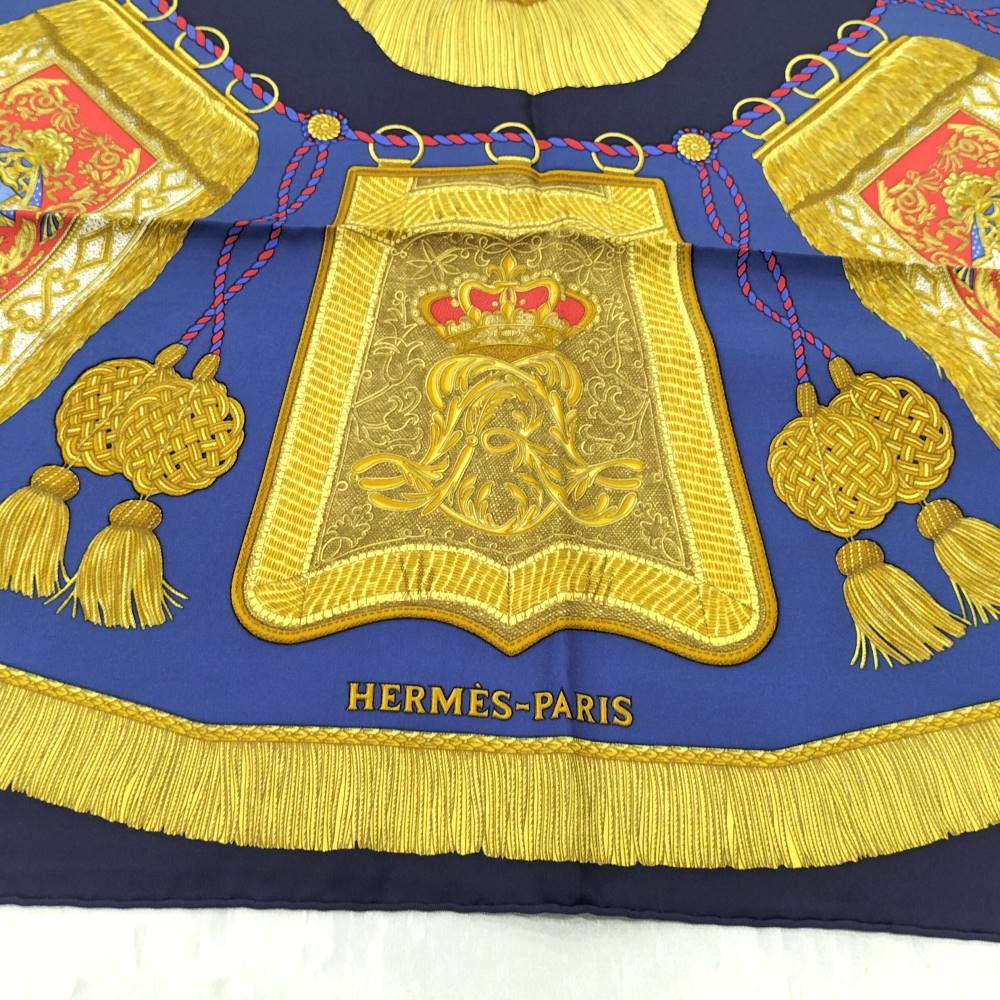 Hermes Carre 90 Scarf Poste Et Cavalerie Silk 100% Navy — view 5