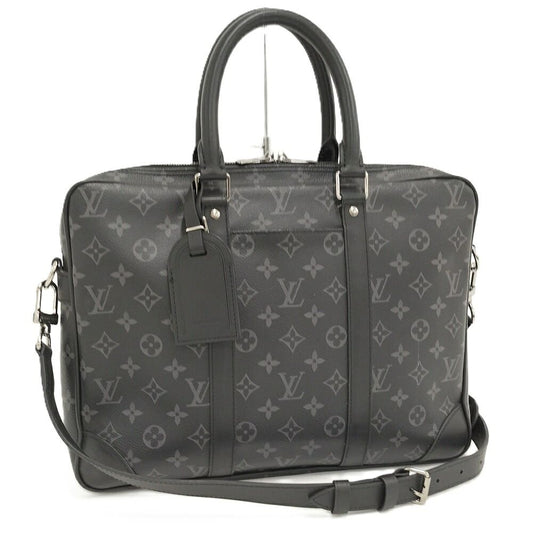 Louis Vuitton Porte Documents Voyage 2-Way Handbag Monogram Eclipse Black