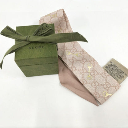 Gucci Neck Bow Scarf GG Pattern Silk Pink Beige — view 6