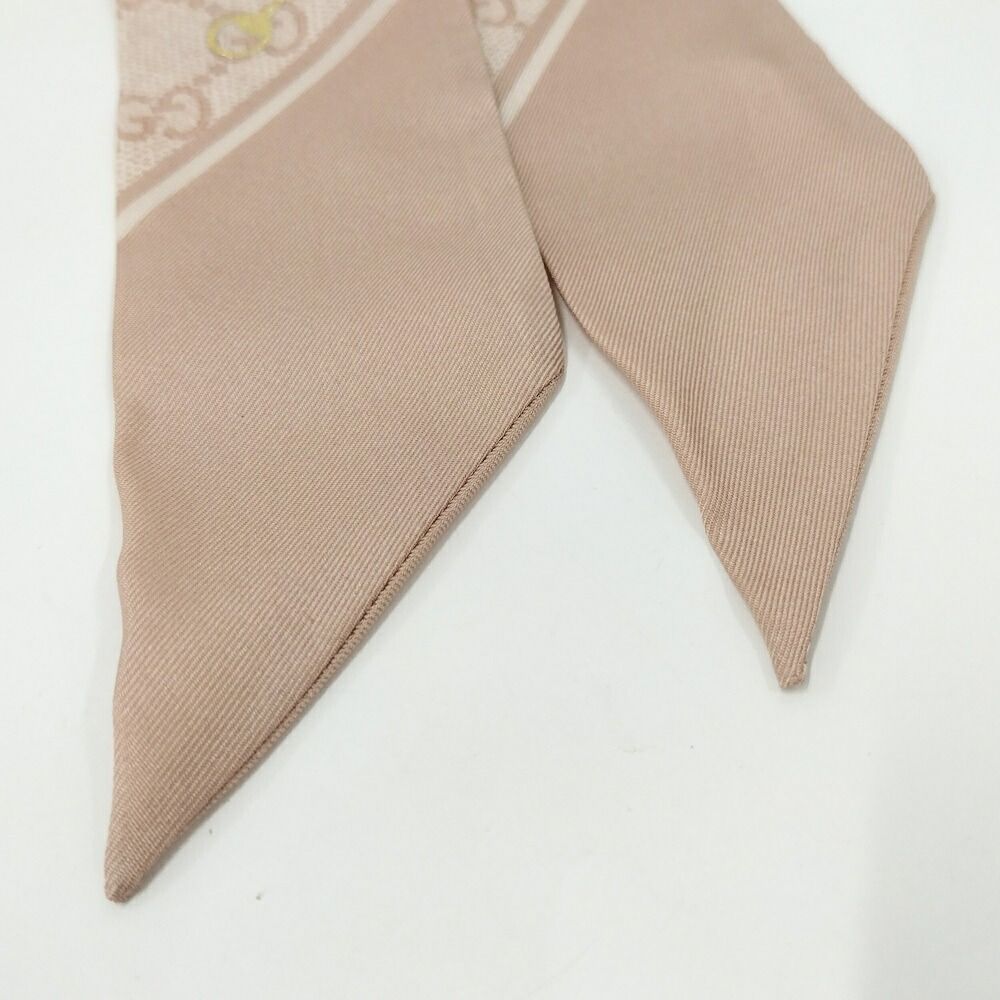 Gucci Neck Bow Scarf GG Pattern Silk Pink Beige — view 2