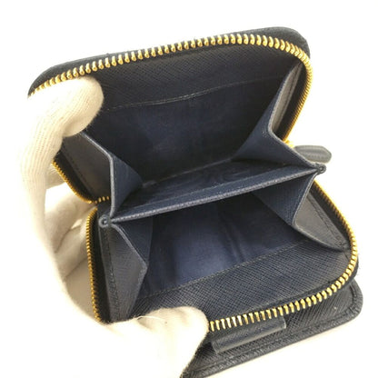 Prada Compact Wallet Leather Navy — view 7