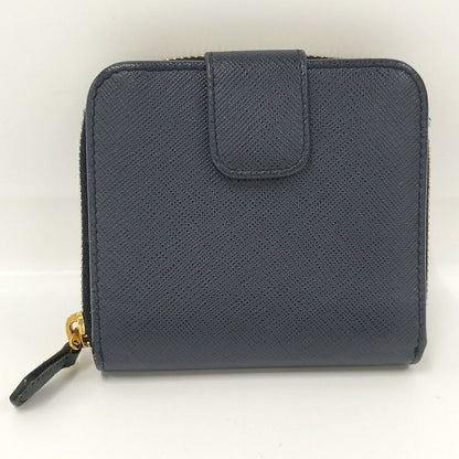 Prada Compact Wallet Leather Navy — view 3