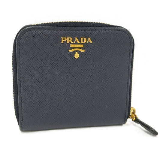 Prada Compact Wallet Leather Navy