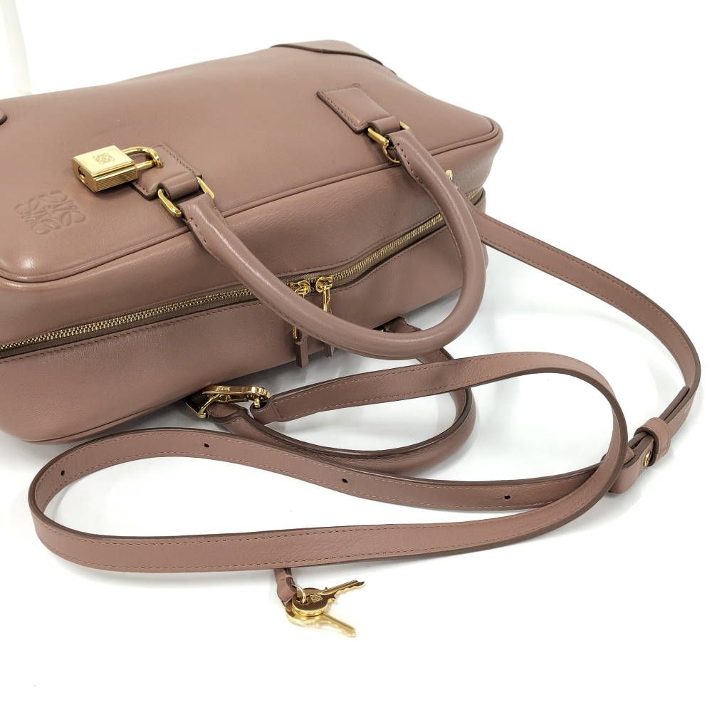Loewe Amazona 28 2-Way Handbag Leather Pink Beige — view 4