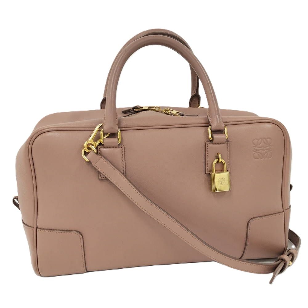 Loewe Amazona 28 2-Way Handbag Leather Pink Beige