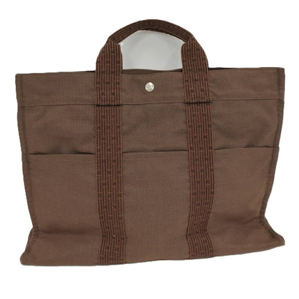 Hermes Her Line MM Tote Bag Canvas Brown