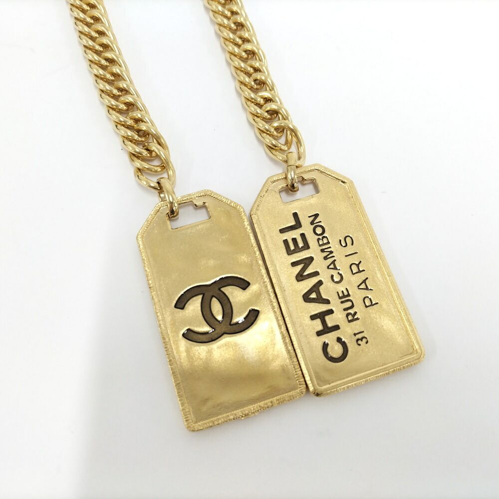 Chanel Plate Logo Necklace CC Coco Plated Gold — view 2